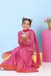 Pink Cotton Printed Straight Lehenga Set