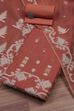 Rust Cotton Jamdani Unstitched Suit Set image number 0