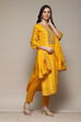 Yellow Banarasi Silk Machine Embroidered Unstitched Suit Set image number 7