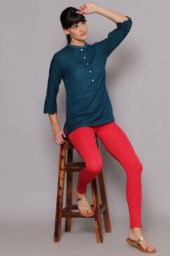 Red Cotton Blend Solid Anklets image number 4