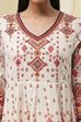 Ecru Cotton Printed Anarkali Suit Set image number 1