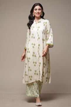 Natural Green Rayon Straight Printed 3 Piece Set image number 1