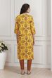 Yellow Floral Printed Straight Kurta image number 3