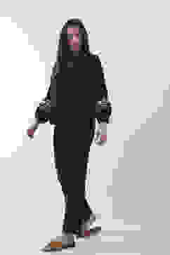 Navy Blue Solid Flared Pants image number 0