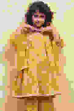 Yellow Cotton Floral Gathered Suit Set image number 7