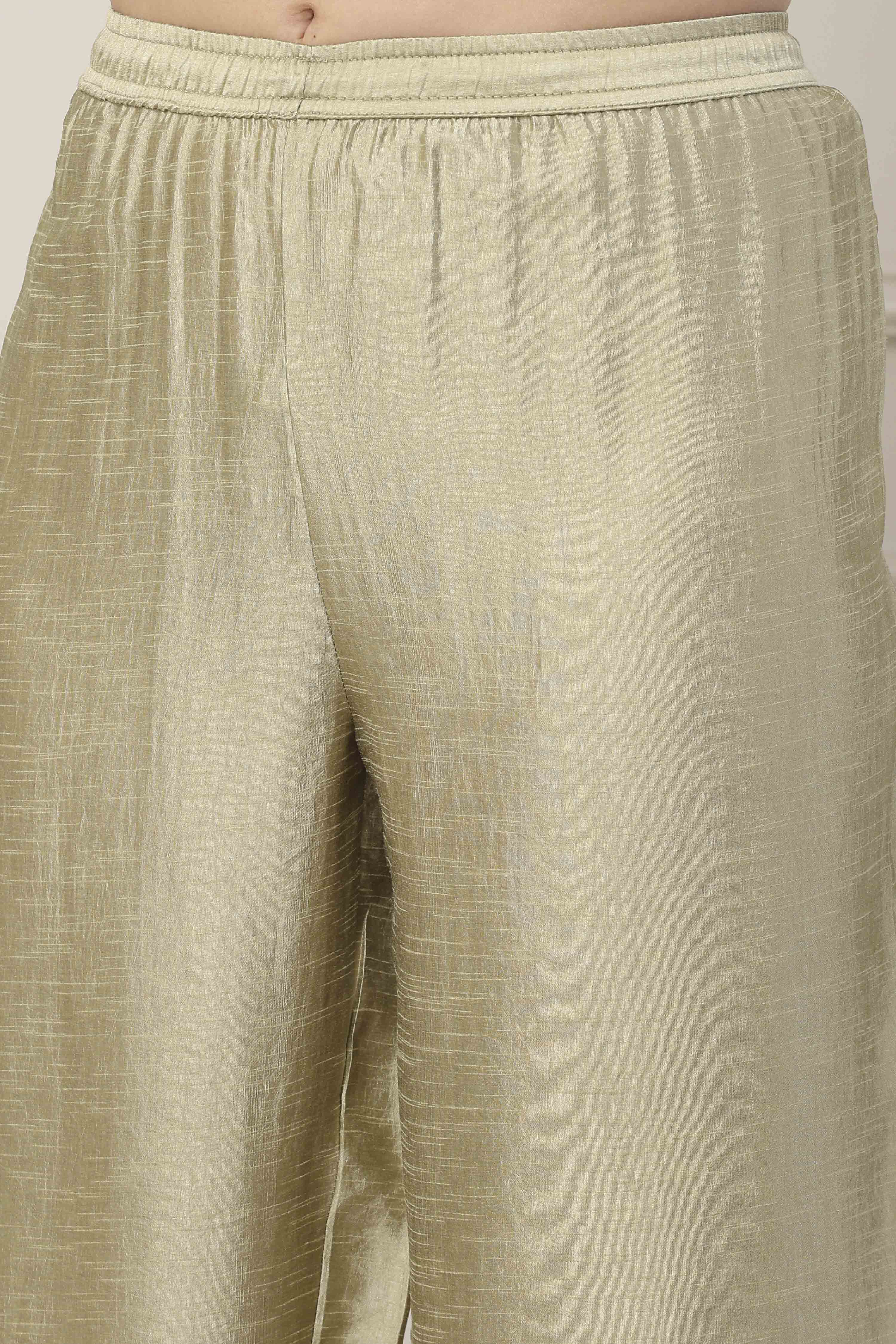 Green Poly Viscose Straight Suit Set image number 2