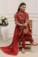 Red Cotton Straight Kurta Churidar Suit Set image number 0