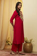 Pink Poly Viscose Straight Kurta image number 3