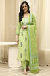 Pink Cotton Screen Print Unstitched Suit Set image number 4