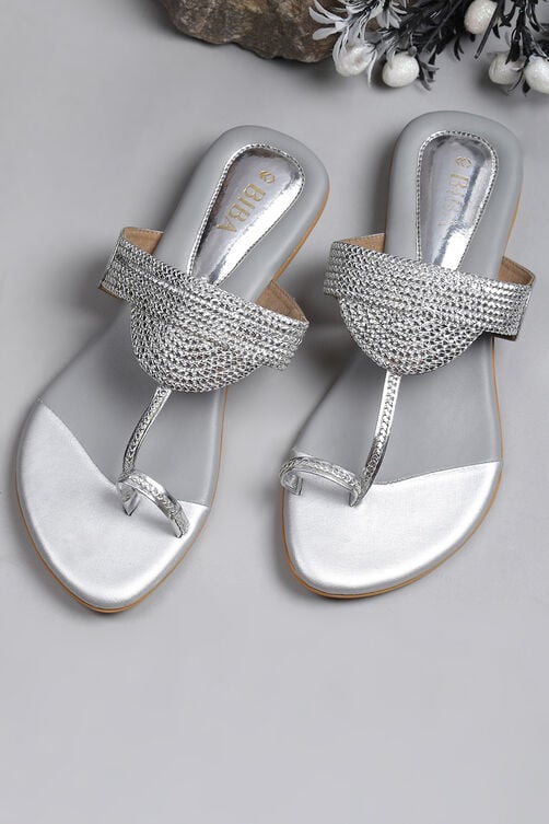 Silver Braided Flats image number 0