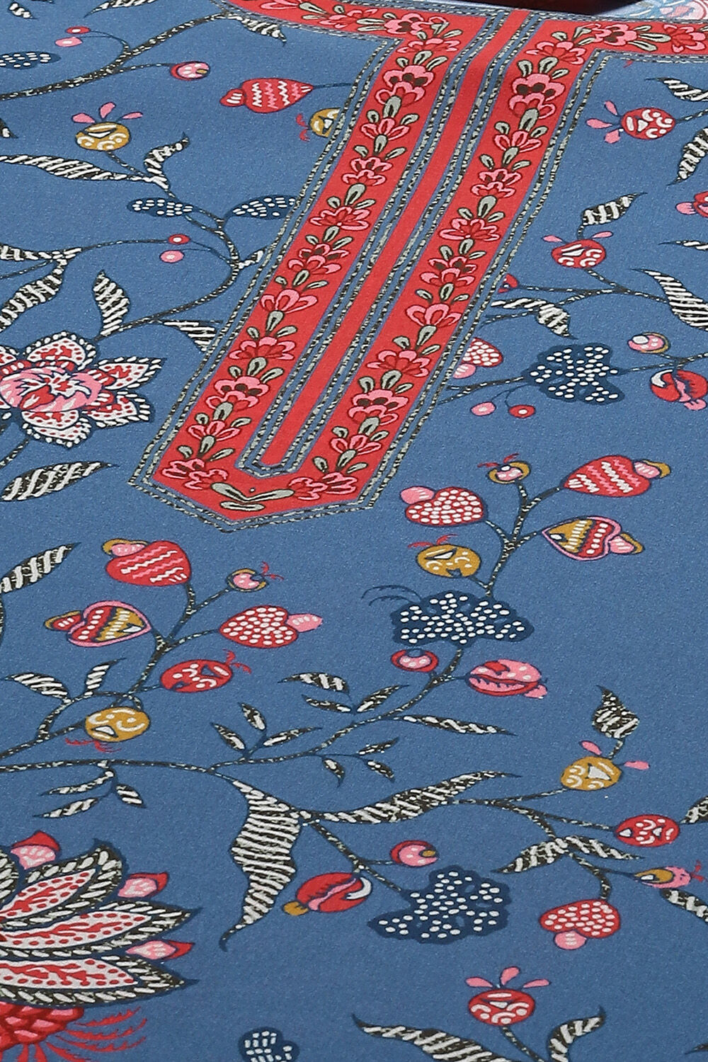 Blue Art Silk Straight Printed Short Kurti image number 1