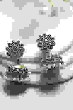 Green Stone-Studded Oxidised Jhumkas image number 0