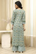 Green Cotton Screen Print Unstitched Suit Set image number 6