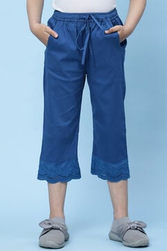 Blue Cotton Solid Capri Pant image number 0