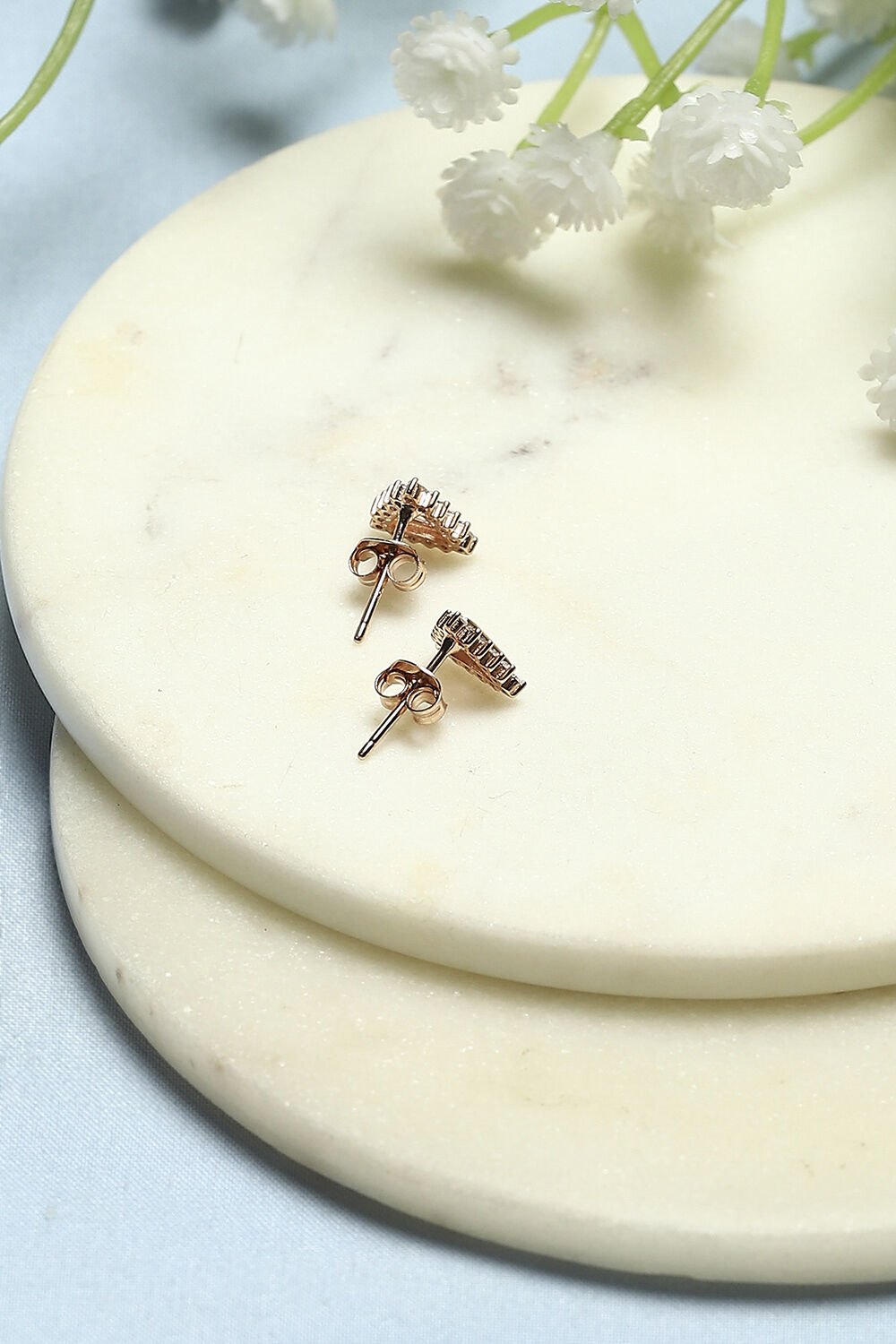 White Rose Gold-Plated Everyday Triangular Studs image number 2