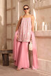 Baby Pink Poly Georgette Zari Embroidered Flared Suit Set image number 6