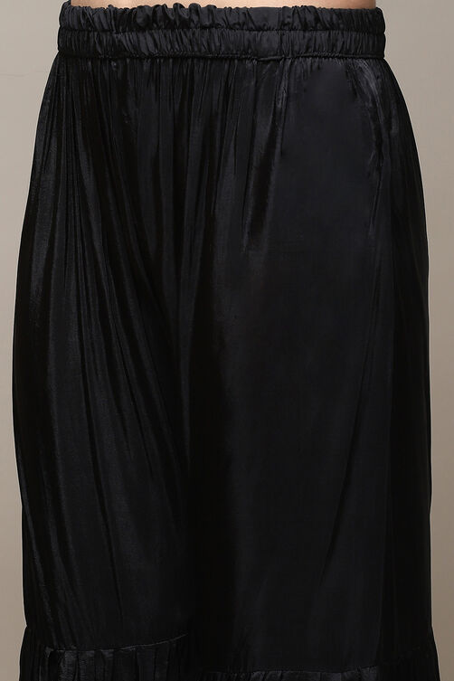 Black Chinon Printed Unstitched Suit Set image number 3