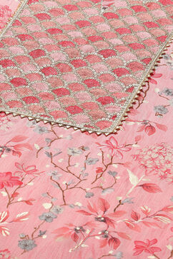 Pink Modal Machine Embroidered Unstitched Suit Set image number 2