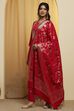 Red Floral Woven Design Dupatta image number 2