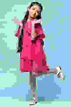 Pink Chiffon Dobby Tiered Dress image number 0