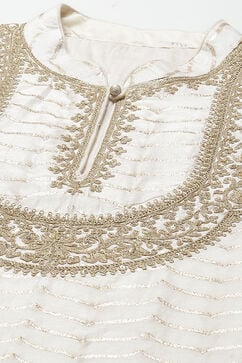 Rohit Bal Cream Cotton Silk Straight Yarndyed Suit Set image number 1