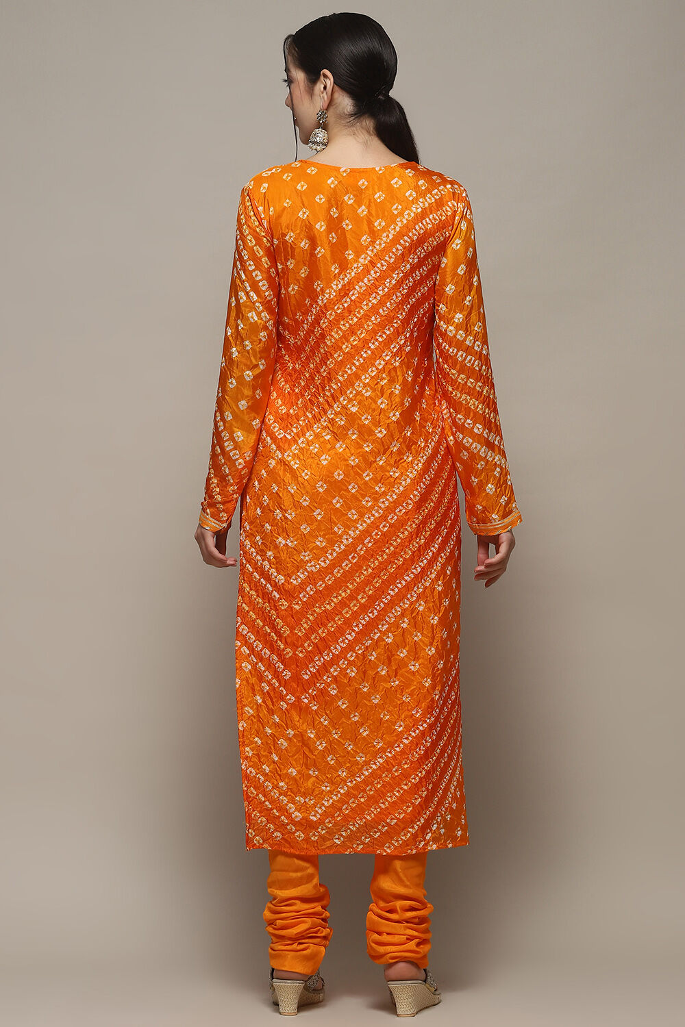 Orange Silk Blend Unstitched Suit set image number 6