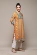 Ochre LIVA Straight Printed Kurta image number 3