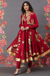 Rohit Bal Red Cotton Silk Anarkali Printed Suit image number 5