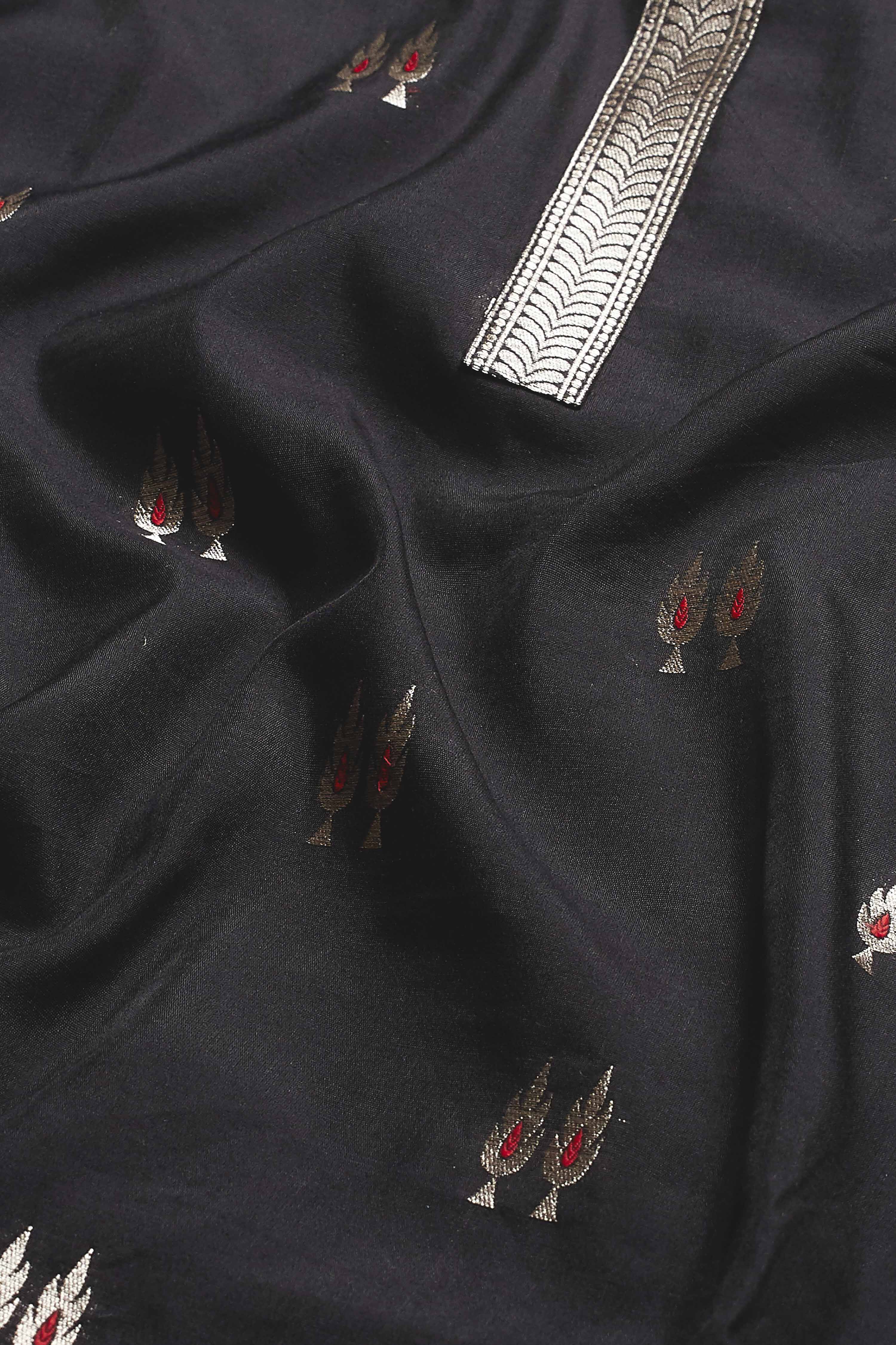 Black Yarndyed Straight Kurta Set image number 3