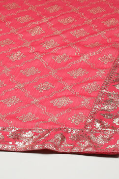 Fuchsia LIVA Kalidar Kurta Salwar Pant Suit Set image number 3