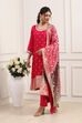 Pink Viscose Rayon Straight Suit Set image number 0