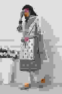 Off-White Cotton Printed Straight Suit Set image number 3