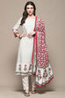 Maroon White Muslin Unstitched Suit set image number 1