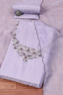 Lilac Organza Unstitched Suit Set image number 0
