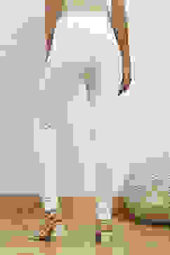 Off White Cotton Blend Solid Churidar image number 5