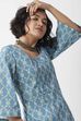Blue Cotton Printed Straight Short Kurti image number 1