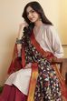 Black Chennur Silk Floral Bloom Dupatta image number 1