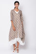 Grey Cotton Fusion Wear Dress image number 4