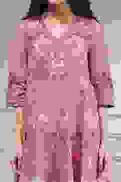 Light Pink Cotton Printed Anarkali Suit Set image number 1