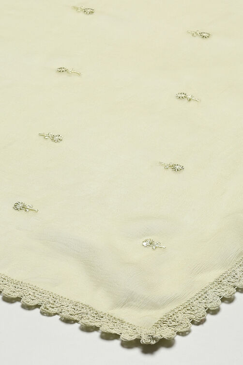 Green Cotton Machine Embroidered Unstitched Suit Set image number 7