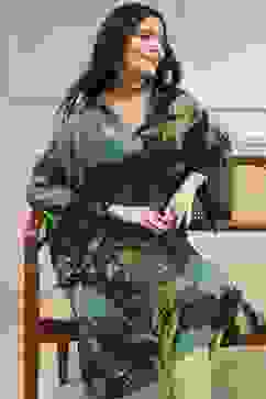 Charcoal Viscose Rayon A-Line Printed Kurta image number 0