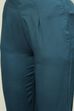 Teal Printed Straight Kurta Slim Pant Suit Set