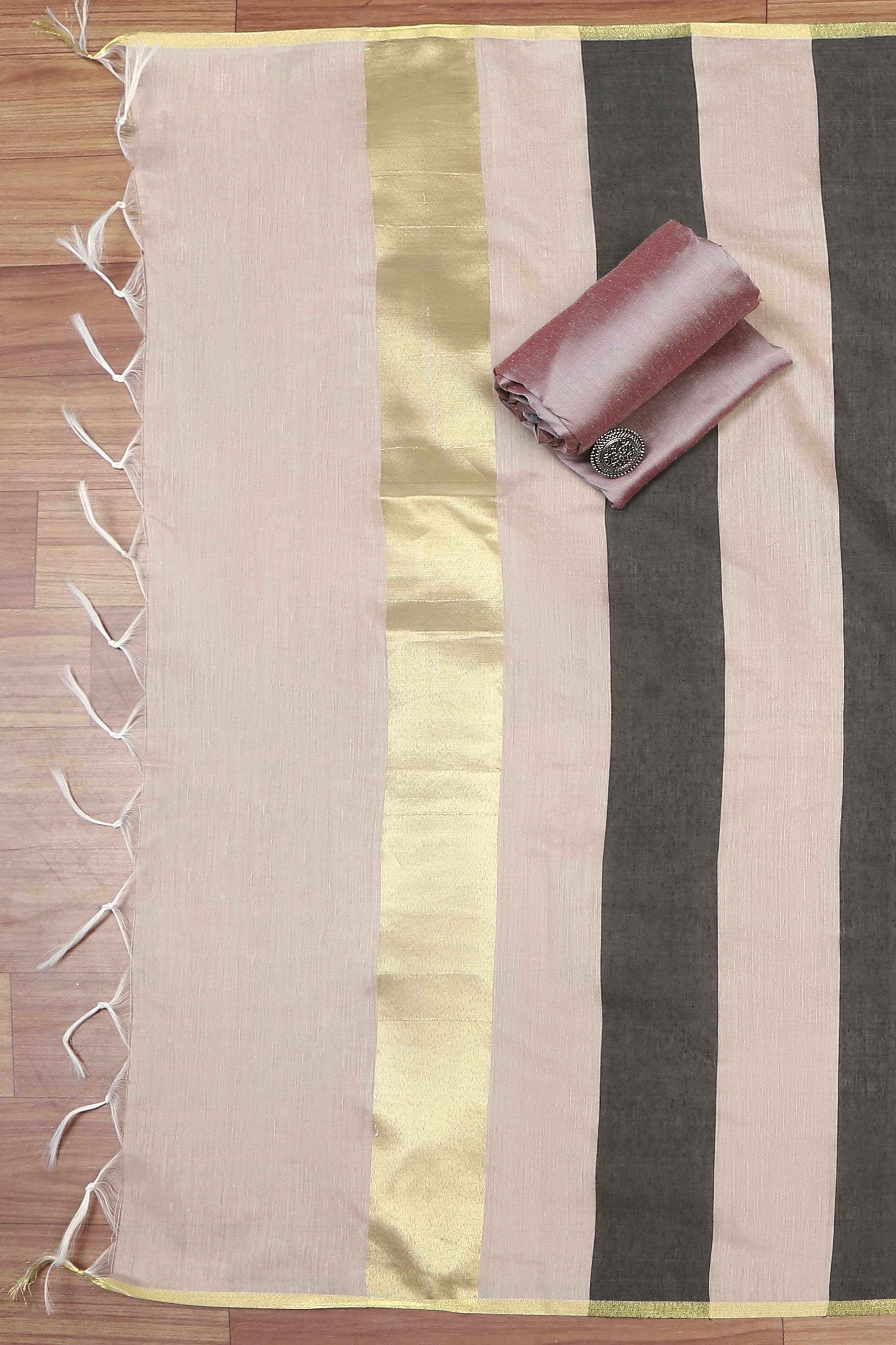 Beige Cotton Printed Embroidered Unstitched Suit Set image number 3