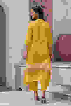 Yellow A-Line Striped Jacket image number 4