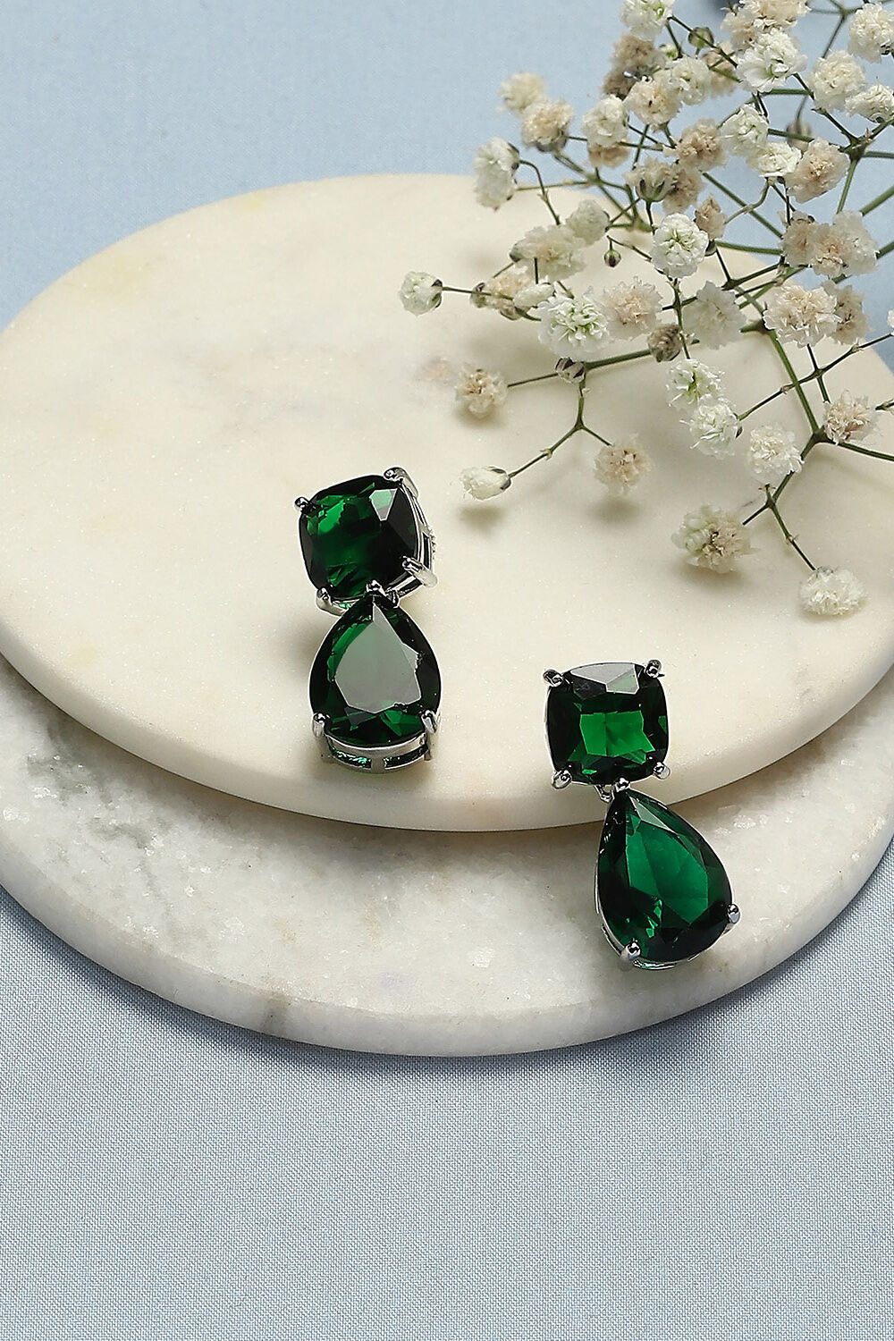 Green Brass Earrings image number 0