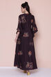 Brown Cotton Fusion Wear Dress image number 4