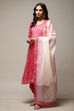 Pink Cotton Hand Block Print Unstitched Suit Set image number 6