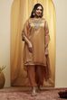 Gold Viscose Rayon Straight Suit Set image number 6