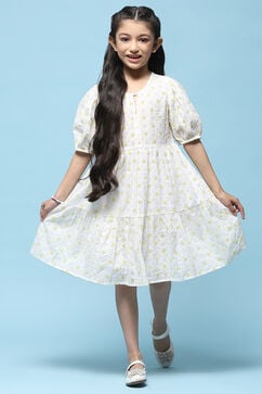 White Cotton Tired Dress image number 5