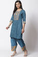 Blue Viscose Straight Kurta Set image number 0